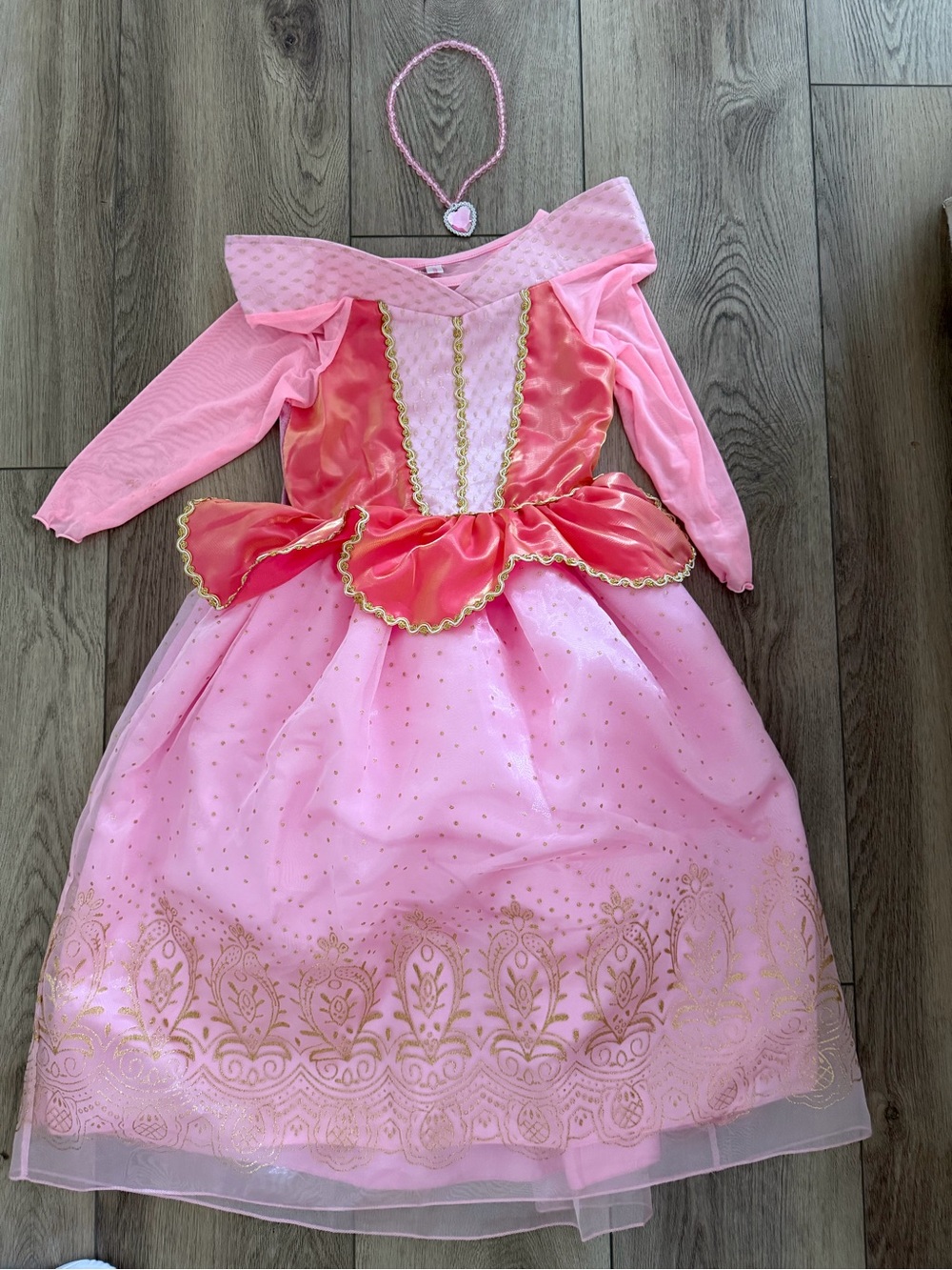Girls Pink Princess Theater Costume with Gold Trim